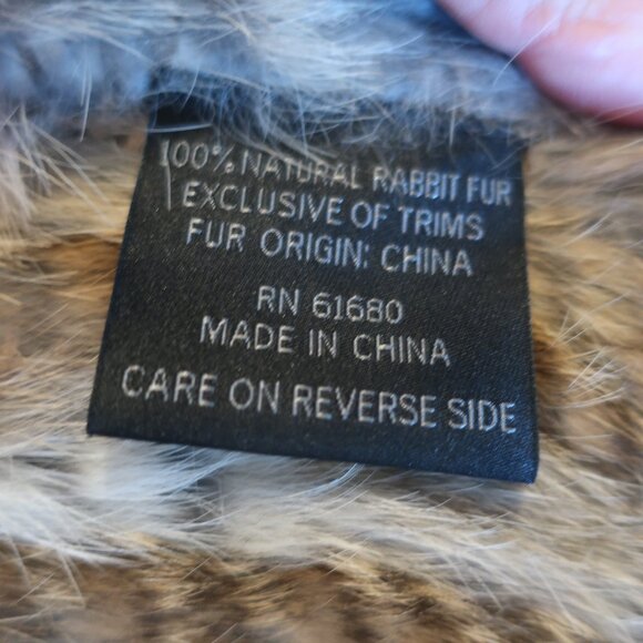 Womens Scoop NYC Brown Hooded Rabbit Fur Vest S - Picture 9 of 9